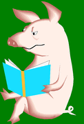 Image: Southern Humorists' reading pig logo.